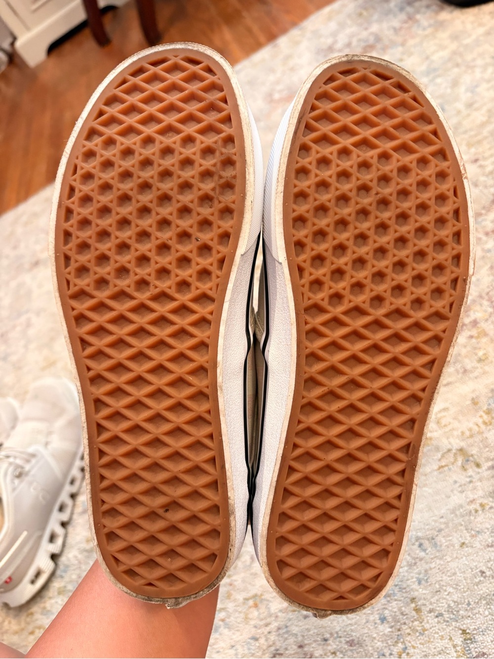 Vans Beige Checker Slip-Ons with Sunflower Embroidery - Picture 3 of 4